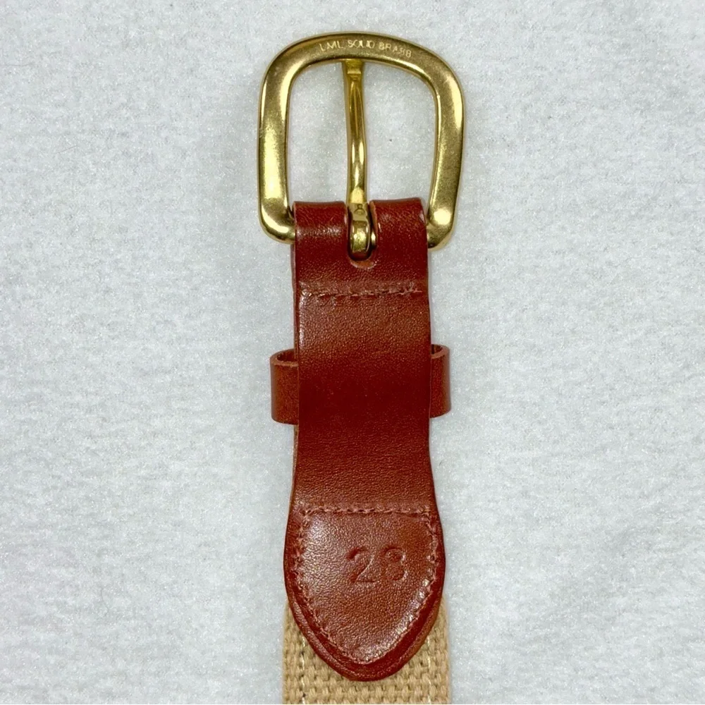 Leather Man Ltd Belt Swallow Ships Wheel Brass Leather Cotton Size 28 Preppy